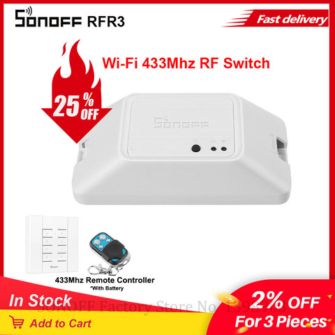 SONOFF – interrupteur intelligent sans fil RF R3, Wifi, 433Mhz, télécommande avec application RF, pour maison connectée ► Photo 1/6