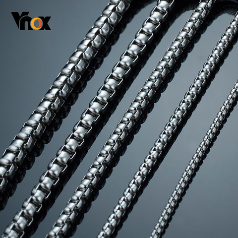 Vnox – colliers en acier inoxydable pour hommes et femmes, chaîne de 3 à 7mm de large, carré, boîte ronde Rolo, 45/50/55/60/66/70cm de long ► Photo 1/6