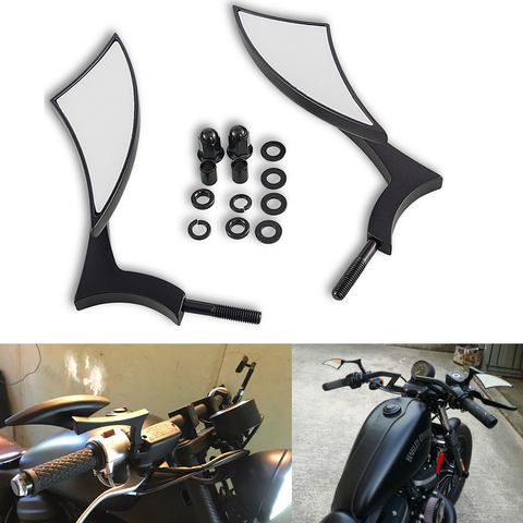 Rétroviseurs latéraux universels noirs pour motos, pour Honda, Yamaha, Kawasaki, Suzuki, Harley, Touring, Cruiser, Chopper, Bobber, M8 ► Photo 1/6