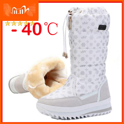 Femmes bottes d'hiver chaussures femmes plate-forme épaisse en peluche chaud imperméable à l'eau haute bottes de neige botas mujer taille 35-42 ► Photo 1/6