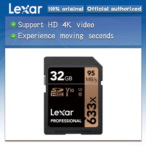 Livraison gratuite Lexar 32GB Carte SD Class10 633x U3 SDHC SDXC 128GB Carte mémoire UHS-I C10 64GB max95MB/s 16GB Carte SD pour appareil photo ► Photo 1/6