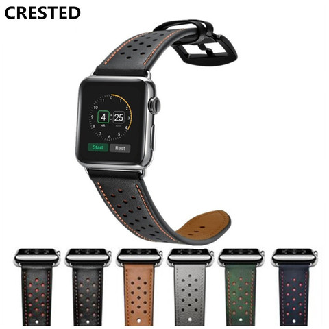 Bracelet en cuir pour bracelet de montre Apple 44mm/40mm 42mm/38mm iwatch correa bracelet bracelet bracelet de montre Apple montre série 4 3 5 se 6 ► Photo 1/6