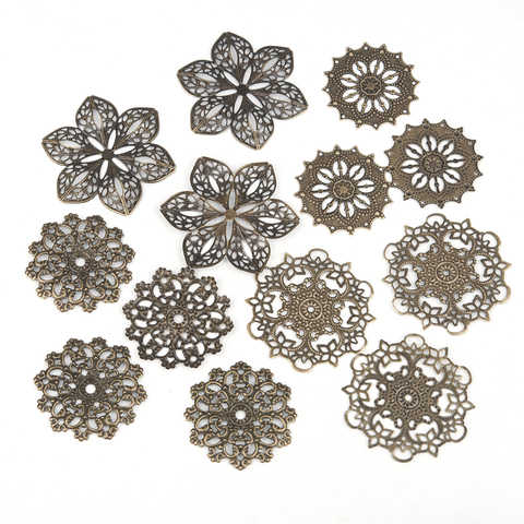 Doreen perles, connecteurs rétro, enveloppes de fleurs en Bronze antiques, 20/30/50 pièces, connecteurs faits à la main pour la fabrication de bijoux à bricoler soi-même, 7 styles ► Photo 1/6