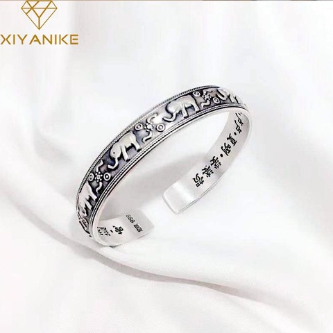 XIYANIKE 925 en argent Sterling Vintage créatif éléphant bracelets et Bracelet pour les femmes Style National breloque bijoux cadeau d'anniversaire ► Photo 1/6