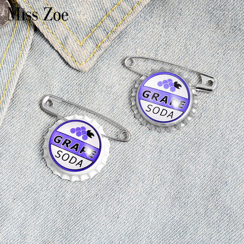 Broche personnalisée pour bouteille de jus, Soda, sac, chemise, revers, boucle, raisin, bijoux, cadeau pour enfants, ami ► Photo 1/6
