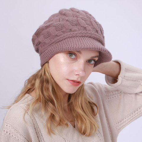 Béret en tricot pour femme, casquette octogonale unie, rétro, automne, hiver, printemps ► Photo 1/1