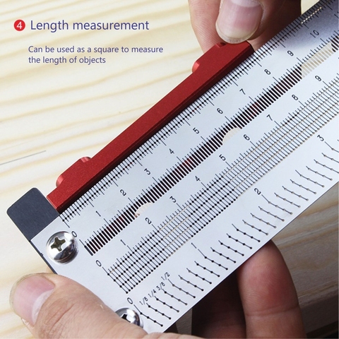 Règle d'échelle de trou de haute précision règle T carré mm/in Fine travail du bois Scribe marque ligne outil 200/300/400mm 8/12/16 pouces ► Photo 1/6