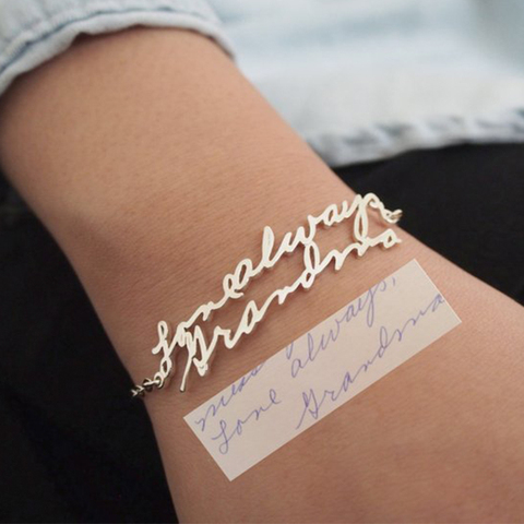 Bracelet fait à la main avec nom personnalisé, manchette en acier inoxydable or, Message d'amour Bracelets pour femme, cadeau personnalisé ► Photo 1/6