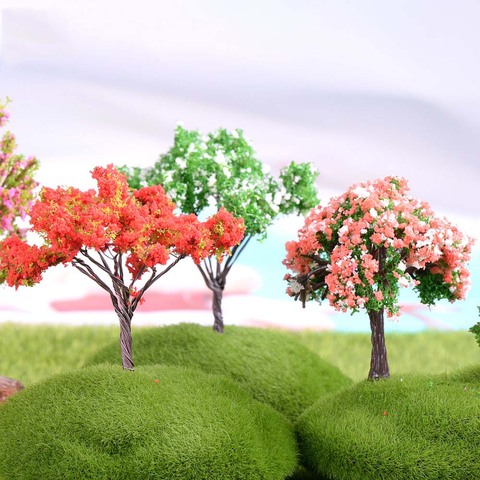 Mini Figurines en plastique | Mini forme de Simulation d'arbres, Sakura Kawaii en saule, décoration de maison, épingles de jardin, Figurines Miniatures ► Photo 1/5