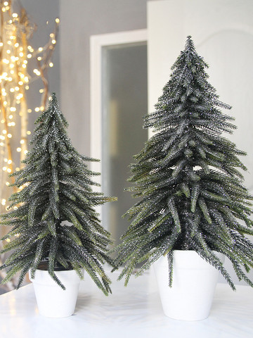 Petit arbre de noël blanc créatif, en forme d'arbre de noël, pour la maison, en pot, cadeau de noël, mini ornement, décoration de bureau ► Photo 1/5