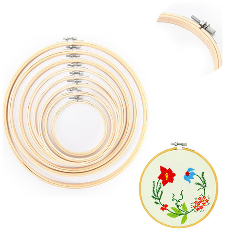 13-34 cm En Bois Cadre Hoop Cercle Broderie Ronde Machine Bambou Pour Point De Croix À La Main DIY Ménage Artisanat Couture needwork Outil ► Photo 1/6