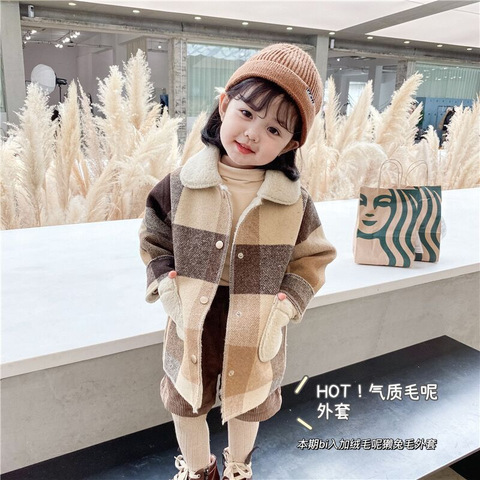 Manteau plaid long et épais en polaire chaud pour bébé, enfant,veste, vêtement d'extérieur d'hiver pour enfants, 80 — 130 cm, ► Photo 1/5