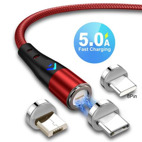 QC3.0 magnétique 5A Ultra rapide câble de charge Micro USB type-c prise pour iPhone ► Photo 1/6