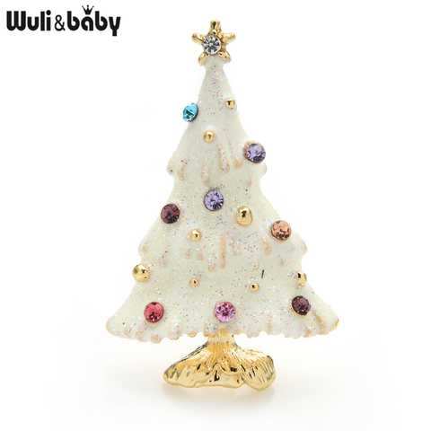 Wuli & baby neige arbre de noël broches femmes hommes strass étincelant arbre broche broches nouvel an cadeaux 2022 ► Photo 1/4