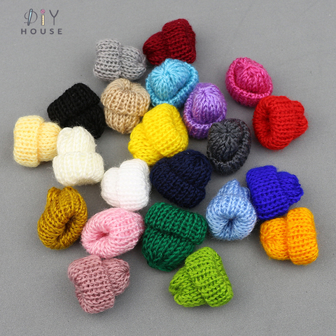 Mini chapeaux en tricot de couleur 10-50 pièces, bricolage artisanal, accessoires de coiffure pour enfants, broche Crochet, jouets décoratifs, petite casquette ► Photo 1/6