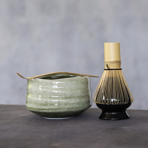 LUWU-ensemble de cadeaux matcha traditionnel en bambou, cuillère de matcha, bol en matcha avec support de fouet, service à thé japonais 4 pièces/ensemble ► Photo 1/6