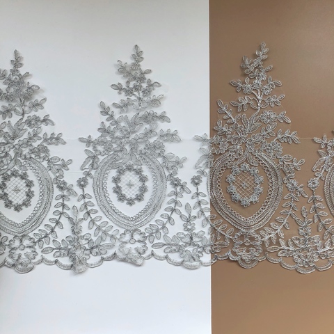 1Yard largeur 31cm argent broderie maille dentelle garnitures couture dentelle tissu à la main pour mariée robe de mariée décoration artisanat bricolage ► Photo 1/6