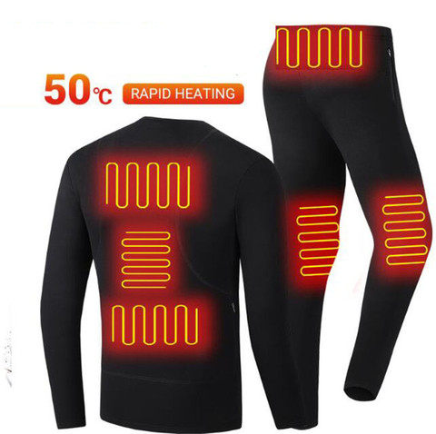 Hiver sous-vêtements chauffants hommes USB alimenté par batterie polaire chauffage thermique Moto veste Moto Long Johns pantalon costume électrique ► Photo 1/6