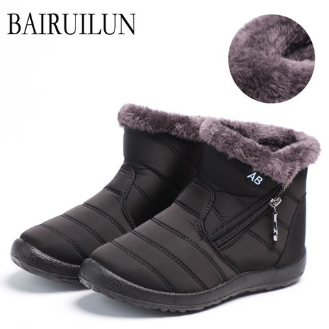 Bottines imperméables pour femme, chaussures de neige, en peluche, chaudes, plates, hiver, collection décontracté ► Photo 1/6