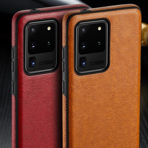 Luxury PU Leather Phone Case For Samsung Galaxy 20 S10 S10e S9 S8 Plus Note 20 Slim Bumper SOFT TPU Back Skin Cover Coque ► Photo 1/5