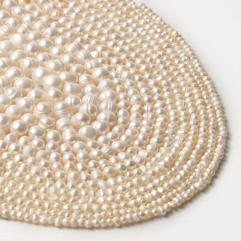 Perles d'eau douce rondes blanches en pierre naturelle pour femmes, 3/4/5/6/7/8/6/10/11mm, pour bricolage, fabrication de bijoux, collier, Bracelet, 15 pouces ► Photo 1/6