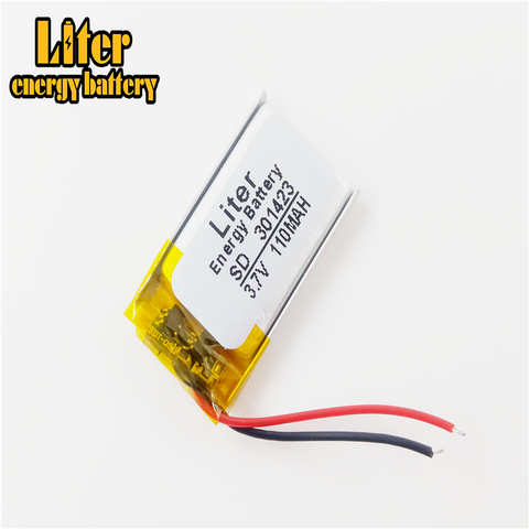 Batterie lithium polymère 3.7V, 301423 MAH, 110MAH, MP3, Bluetooth, casque, petit haut-parleur, jouet ► Photo 1/4