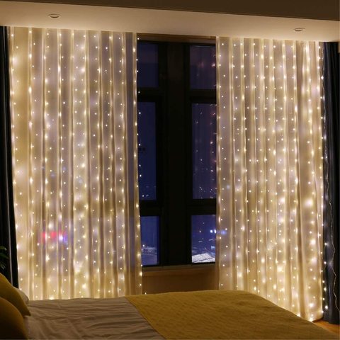 Guirlande lumineuse féerique de 3M avec télécommande, rideau lumineux USB, pour la fenêtre, décorations de noël pour la maison ► Photo 1/6
