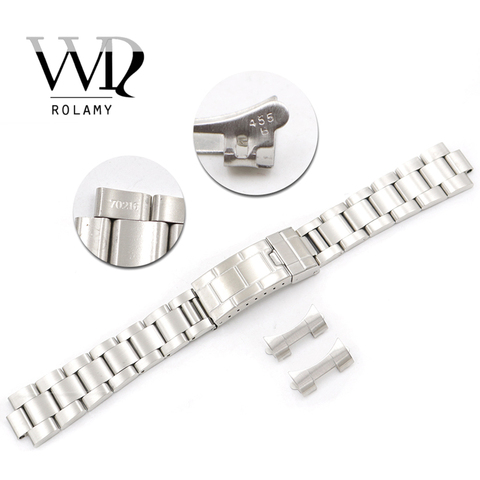 Rolamy 20mm acier inoxydable Bracelet de montre creux courbe fin glisse serrure fermoir brossé Bracelet pour Rolex VINTAGE Submariner huître ► Photo 1/6