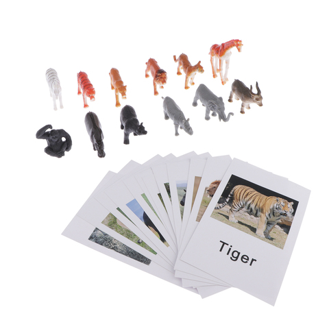Montessori correspondant aux cartes de jeu et Figurines d'animaux jouet pour les tout-petits préscolaire matériel de vie pratique ► Photo 1/6