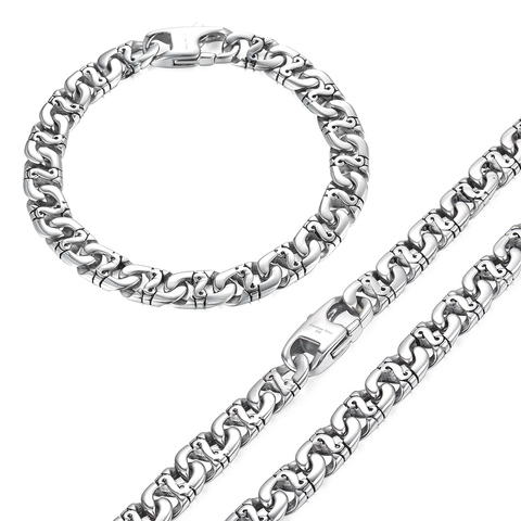 Collier en acier inoxydable 316L couleur argent, chaîne à maillons Marina pour hommes et garçons, Punk, Long, lourd, bijoux à la mode, HN01A ► Photo 1/6