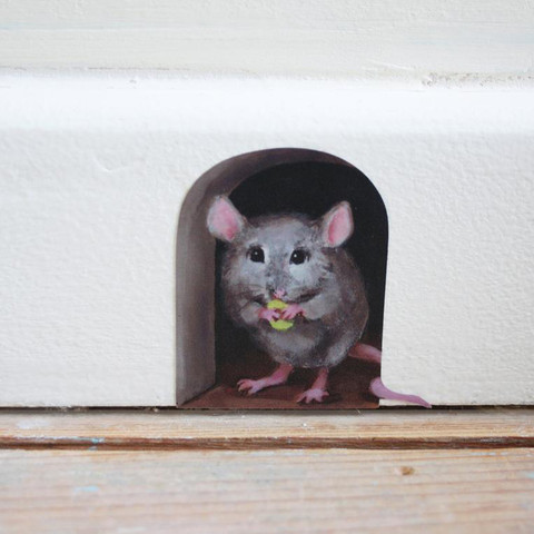 3d créatif Miniature souris trou décalcomanie murale Unique autocollant intérieur et extérieur décoration 2022 souris mur autocollant livraison rapide #5G ► Photo 1/6