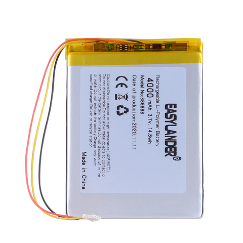 Batterie lithium-ion polymère, 3 fils, 386888, 3.7V, 4000MAH, pour livre Onyx Buks James Cook Boox E-Book Onyx Darwin 4 ► Photo 1/6