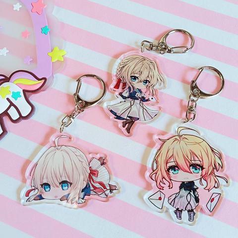 Porte-clé en acrylique motif dessin animé japonais Violet Evergarden, 1 pièce, joli sac pendentif, jouets figurines d'action pour enfants, cadeau pour filles ► Photo 1/6