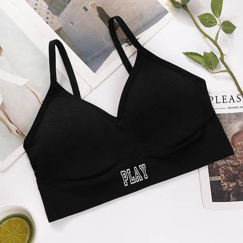 Femmes réservoirs haut court sous-vêtements sans couture lettre femme Sexy Lingerie haut court Sport soutien-gorge rembourré Camisole bustier tubulaire Bandeau ► Photo 1/6