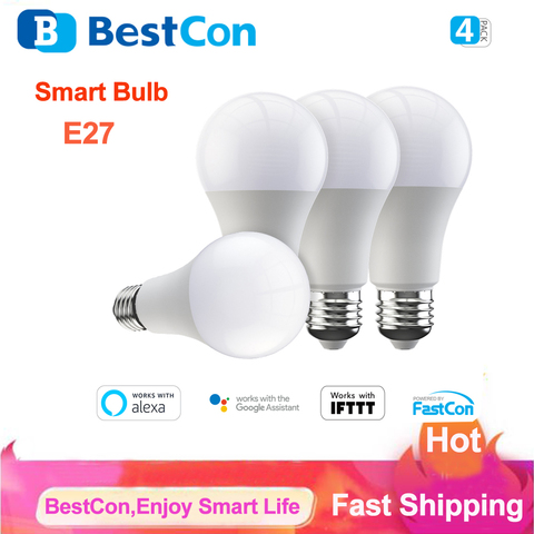 4 pièces BestCon LB1 Wifi ampoule intelligente maison intelligente télécommande E27 ampoules sans fil Via l'application Broadlink fonctionne avec Alexa Google ► Photo 1/6