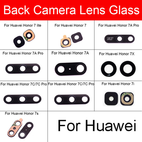 Arrière arrière caméra verre lentille pour Huawei Honor 7 7i 7S 7A 7C 7X Lite Pro caméra verre lentille verre + autocollant remplacement réparation ► Photo 1/6
