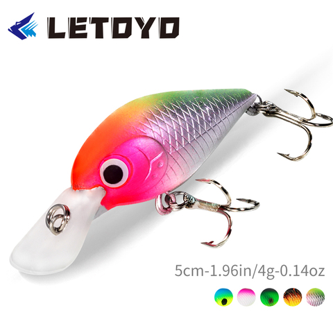 LETOYO LHB017 appât à manivelle 5.3cm 3.7g 3D yeux 5 couleurs coulant Wobblers appâts artificiels durs Swinbait Minnow attirail ► Photo 1/6