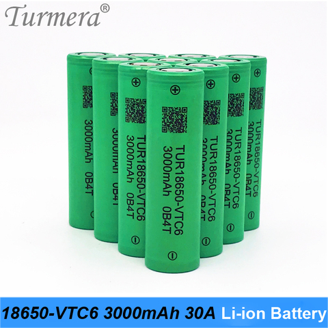 Turmera 18650 3000mAh Batterie VTC6 30A 3.6V Batteries Au Lithium TUR18650-VTC6 pour Tournevis et Cigarette électronique Vape Mod Utiliser ► Photo 1/1