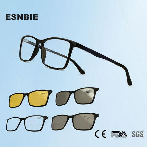 PEI Ultem-lunettes polarisées homme | À Clip magnétique sur antibleus, lunettes à Photochrome magnétique, lunettes de soleil polarisées UV400 nuit de conduite ► Photo 1/6