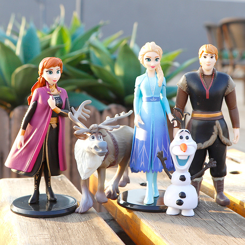 Figurines Disney Frozen 2 Elsa Anna Olaf, ensemble de jouets poupées pour filles, cadeau préféré pour enfants, cadeau d'anniversaire ► Photo 1/4