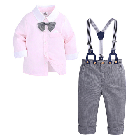 Costumes pour garçons, vêtements d'extérieur pour enfants, pour fête formelle de mariage, couleur unie, chemise pour bébé + pantalon, 2022 ► Photo 1/6