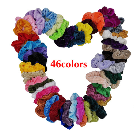 Bandes élastiques en velours pour cheveux, 46 couleurs unies, accessoires pour cheveux, couvre-chef pour femmes et filles, élastique pour queue de cheval CD001 ► Photo 1/6