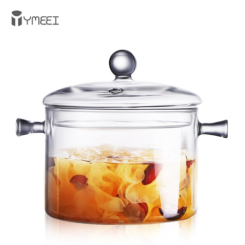 YMEEI 1.5/1.7L ménage verre Transparent Pot à soupe résistant à la chaleur nouilles Pot cuisinière à gaz bol en verre cuisine outils de cuisson ► Photo 1/6