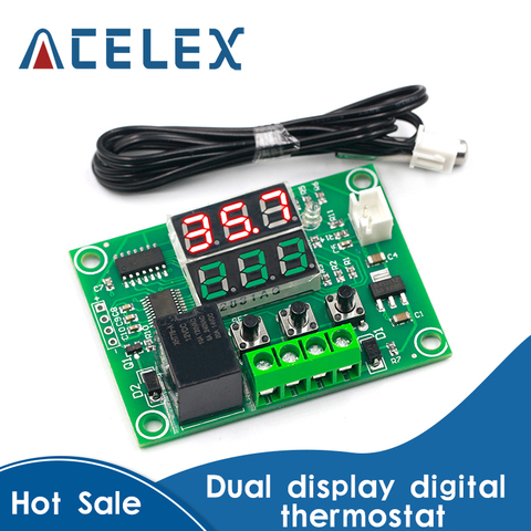Thermostat à double affichage numérique W1219, régulateur de température, interrupteur relais, Module de capteur NTC, DC 12V ► Photo 1/6