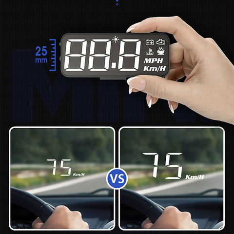 Voiture HUD OBD2 affichage tête haute pare-brise projecteur de vitesse compteur de vitesse pare-brise KM/H mi/H température de l'eau EUOBD ► Photo 1/1