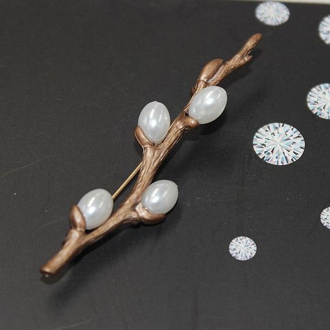 Vintage fait à la main perle d'eau douce fleur de prunier Branches broches broches élégant Bouquet broche pour mariage mariée bijoux ► Photo 1/5