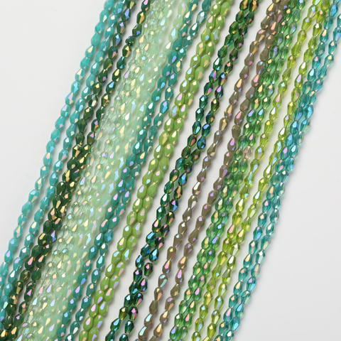 1 brin 2x4mm coloré goutte de riz forme AB revêtement perles de verre à facettes pour la fabrication de bijoux bijoux bricolage perles bijoux en gros ► Photo 1/6