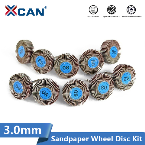 XCAN-disques à lamelles pour papier de verre, grain 80, roue de polissage à tige de 3.0mm pour outils rotatifs Dremel ► Photo 1/6