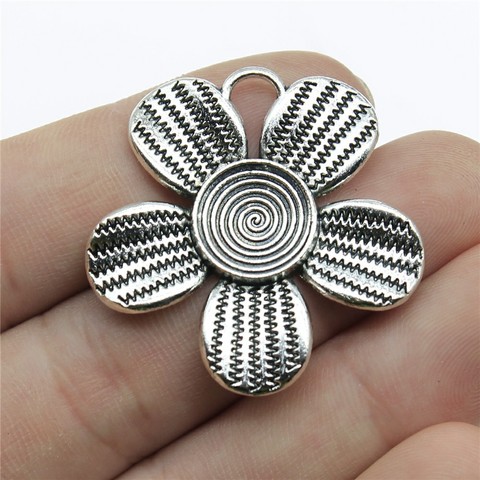 WYSIWYG 2 pièces 35x34mm fleur pendentifs alliage métal fleur breloque grands pendentifs grande fleur pendentifs pour la fabrication de bijoux ► Photo 1/1