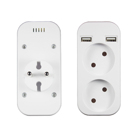 Adaptateur de prise ue avec 2 prises 2 ports USB, nouveau design, prise d'extension USB 5V 2A Z4-01, couleur blanche ► Photo 1/4